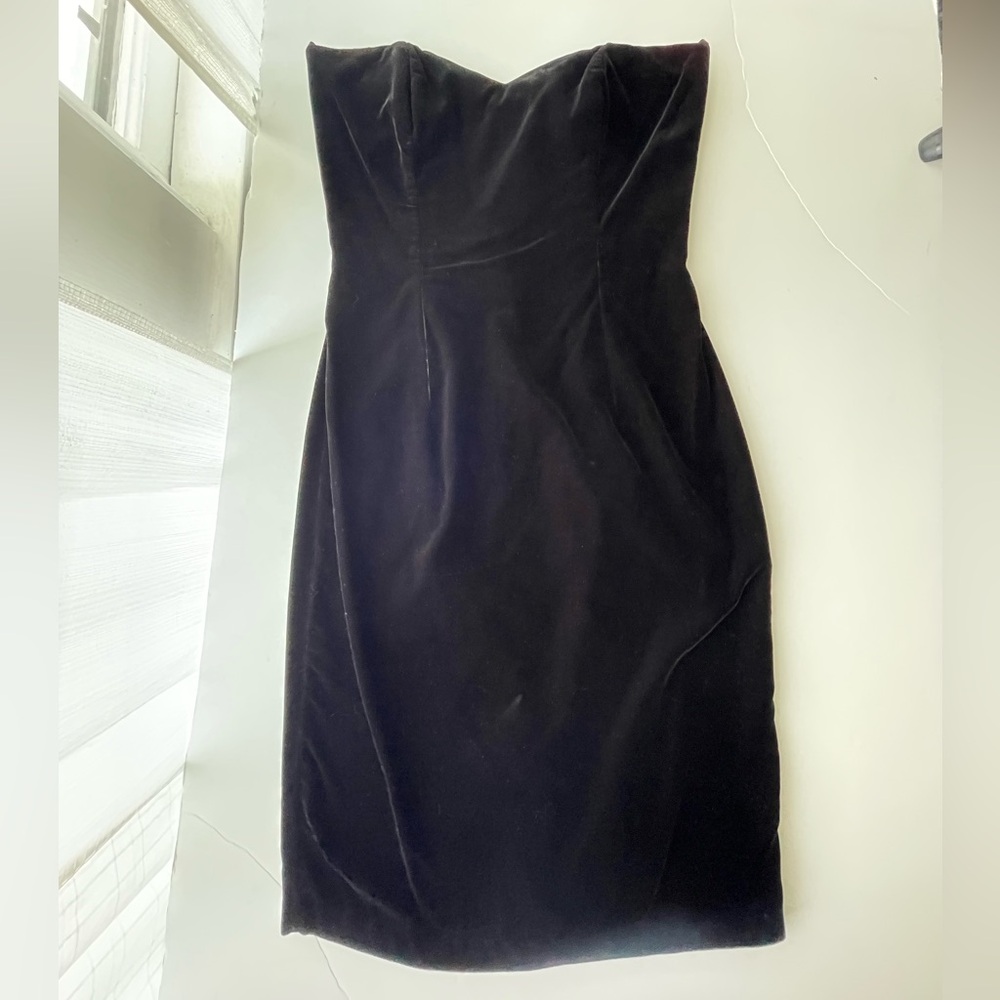 Vintage 90s Strapless Velvet Dress Sweatheart Neckline 8